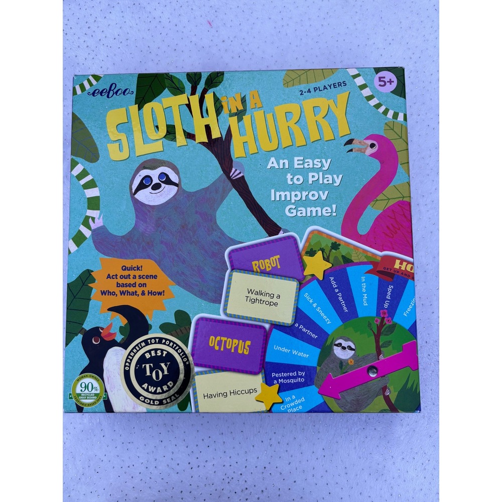 eeBoo Sloth in a Hurry Improv Board Game Kids Ages 5+ Action Acting Game